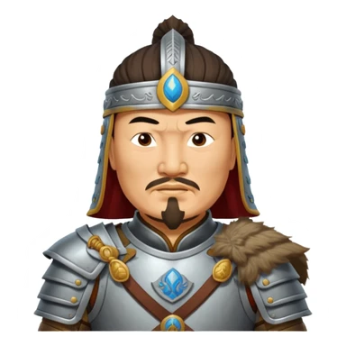 portrait of Genghis Khan in armor rotated 45 degrees to the right sticker