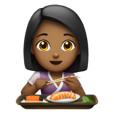 Girl eating sushi sticker