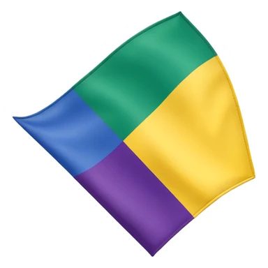 Bandera color azul amarillo morado y verde, seccionada en 4 partes iguales cuadradas sticker