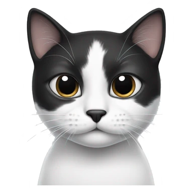 White cat with black patches  sticker