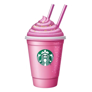 pink starbucks cup with glitter straw sticker