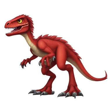 Red edgy badass velociraptor Digimon full body sticker
