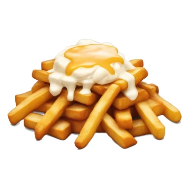 “Poutine with fries, cheese curds, and gravy, served in a simple and vibrant style.” sticker