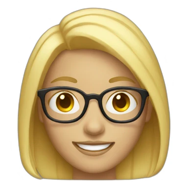 A blonde tinny woman with glasses smiling  sticker