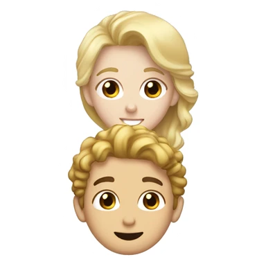 A blonde girl with pale skin kisses a light-skinned brown guy with curly black hair sticker