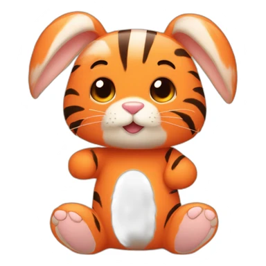 cute orange bunny with floppy ears and tiger stripes and bear fur sticker