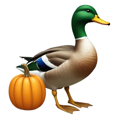 Mallard Duck carrying a pumpkin sticker