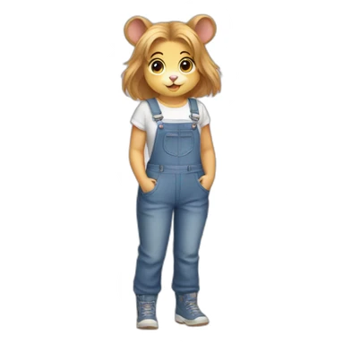 hamster girl in overalls sticker