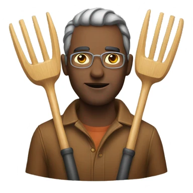 Man with pitchfork sticker