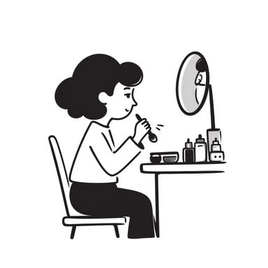 Girl applying makeup with mirror sticker