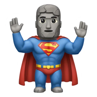 a moai emoji with a superman cape sticker