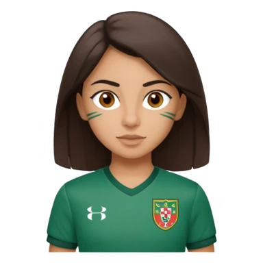morena, cabelo liso, olhos castanho, nariz pequeno e blusa do sporting clube de portugal  sticker