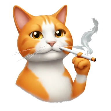 orange white cat smoking a cigarette  sticker