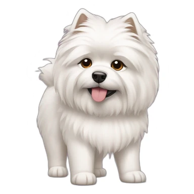 A Samoyed dog with a shih tzu dog sticker