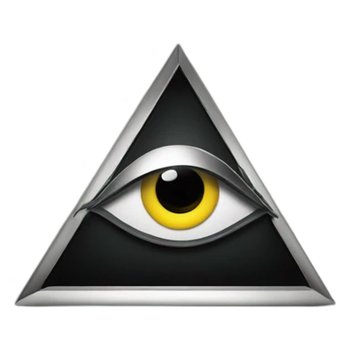chome letter B in pyramid with eye, 3d effect, black background sticker