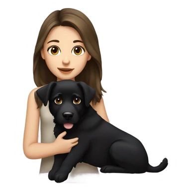 girl with brown hair and hazel eyes holding a black german shepperd puppy sticker