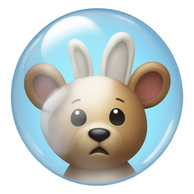 A bear with thought bubble inside he is thinking about a bunny sticker