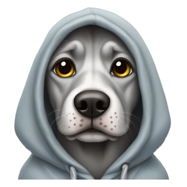 Grey dog wearing hoodie sticker