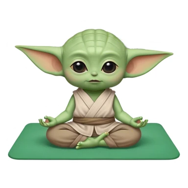 Baby yoda doing yoga on a yoga mat sticker