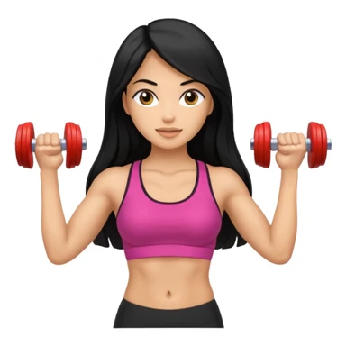 mujer fit con pelo negro largo y sosteniendo 2 mancuernas sticker