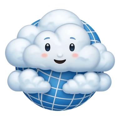 a cloud with a globe with meridians sticker