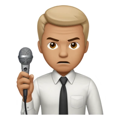 the male office manager yelling at her to stop with angry face and unpluggging her microphone cable
 sticker