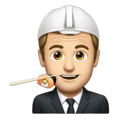 Emmanuel macron mange des sushi sticker