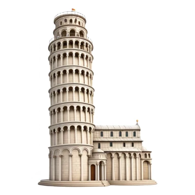 Cinematic Realistic Leaning Tower of Pisa Landmark Emoji, showcasing the iconic medieval tower with intricate stonework rendered with dynamic lighting and detailed textures. sticker