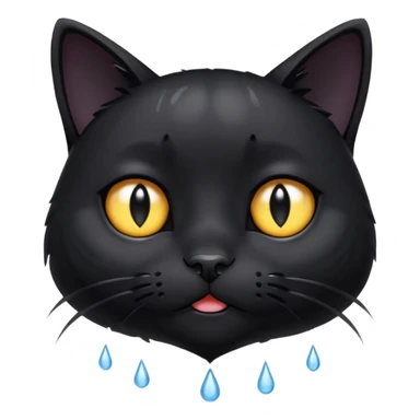 sad black cat with a tear, looking up sticker