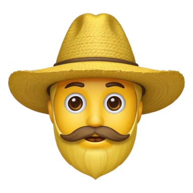Un emojis amarillo con sombrero y barba sticker