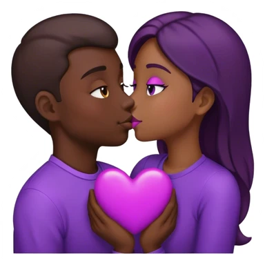 Kissing emoji with Purple Heart sticker