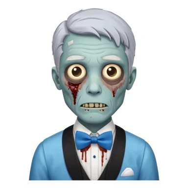 zombie, grey hair waiter with blue bow tie sticker