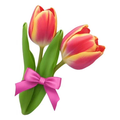 aesthetic tulips in a boquete with a bow  sticker