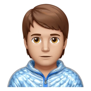 Brown haired man wrapped in bubble wrap sticker