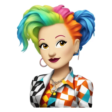 Cyndi Lauper from Time after Time video, hair with checkerboard shave on one side  sticker