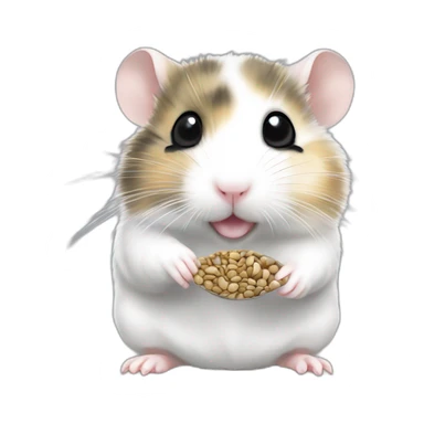 Campbell dwarf hamster with a greyish white coat eating a sunflower seed in a cute way sticker