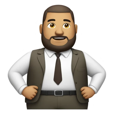 overweight olive skin man, with brown buzz cut and a stubbled beard, with a smart business man outfit on. sticker