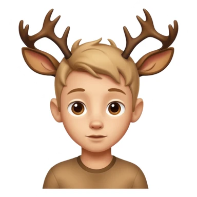 gentle expression, small antlers, bambi boy hybrid, ios emoji style sticker
