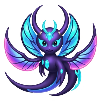 Shiny iridescent glowing dark neon Lunala-Dhelmise-fusion sticker