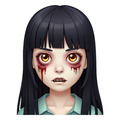 zumbie girl with black long straight hair with bangs  sticker