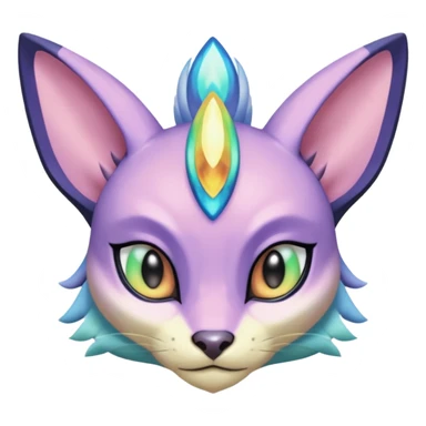 Colorful soft vibrant pastel shiny gradiented Meloetta-Spyro-Sphynx-Lykoi-Sergal-Renamon-Wargreymon-Pokémon-Digimon-Fakémon-fusion-hybrid-creature sticker