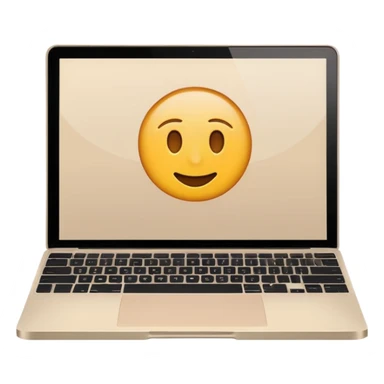 open light beige MacBook laptop, minimalism, emoji style sticker