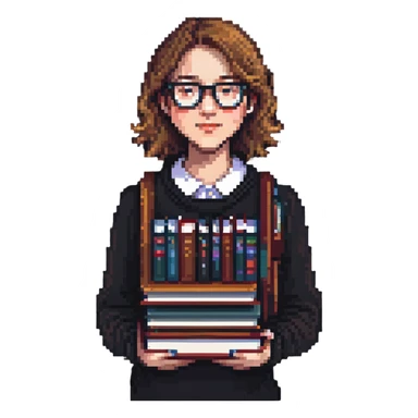 nerdy librarian with glasses and books sticker