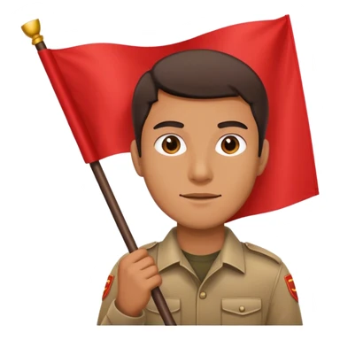 guy holding a red flag sticker