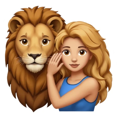 Gata tocando la cabezo de un leon sticker