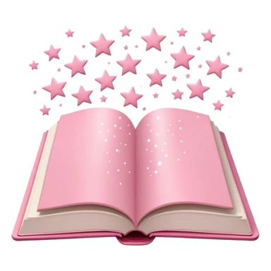 Un livre de couleur rose poudre minimaliste ouvert avec des étoiles scintillantes qui en sortent  sticker