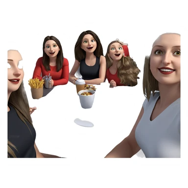 girls enjoying a meal together sticker