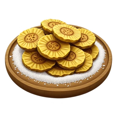 Patacones Cinematic Realistic Patacones Dish Emoji, depicted as crushed, crispy plantain discs, rendered with rich textures and dynamic, natural lighting. sticker