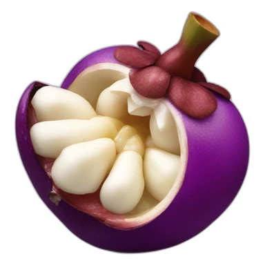 Peeled mangosteen with purple skin sticker