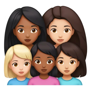 5 girls, one black girl, four Asian girls  sticker